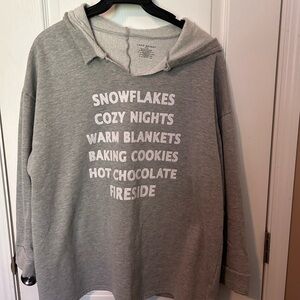 Lane Bryant Gray Hoodie with White Holiday Text